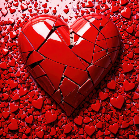 Broken and shattered heart, heartboken with lost loveの素材