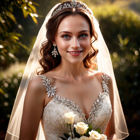 woman wearing Wedding dress (smiling), article of clothing fashionの素材