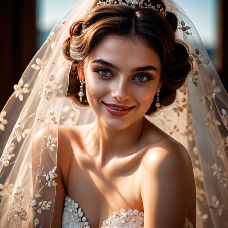 woman wearing Wedding dress (smiling), article of clothing fashionの素材