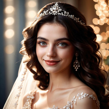 woman wearing Wedding dress (smiling), article of clothing fashionの素材