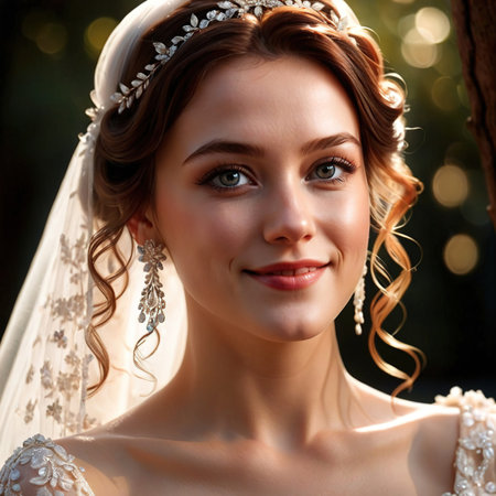 woman wearing Wedding dress (smiling), article of clothing fashionの素材