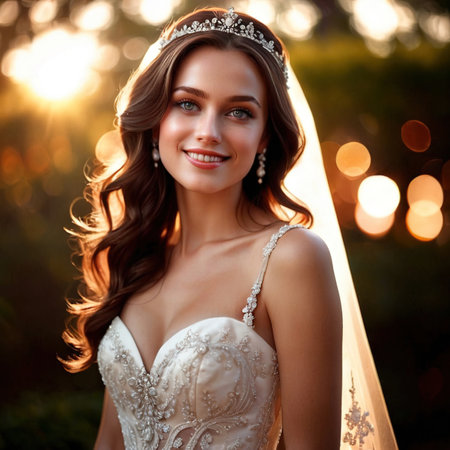 woman wearing Wedding dress (smiling), article of clothing fashionの素材