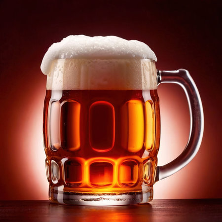 Glass of beer in a mug, advertising promo photoの素材