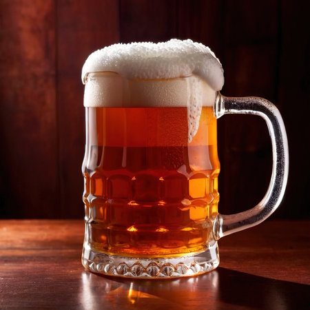 Glass of beer in a mug, advertising promo photoの素材