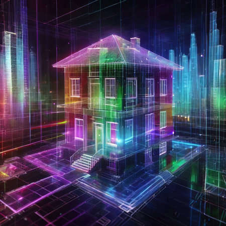 Smarthome, intelligent planned house using Internet of Things, connected online with information technologyの素材