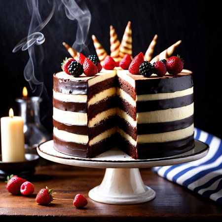Zebra Cake , traditional popular sweet dessert cakeの素材