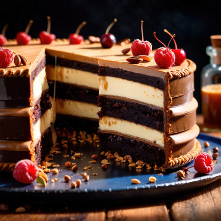 Dobos Torte , traditional popular sweet dessert cakeの素材
