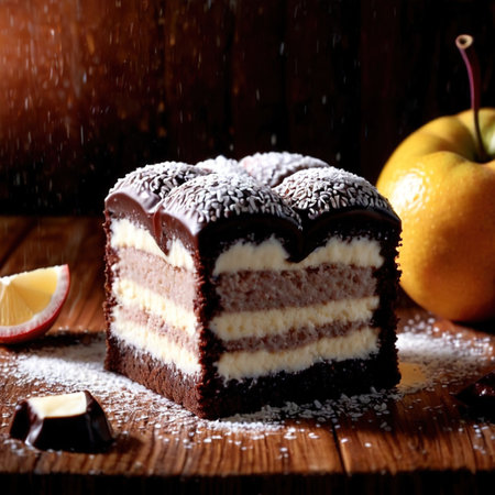 Lamington , traditional popular sweet dessert cakeの素材