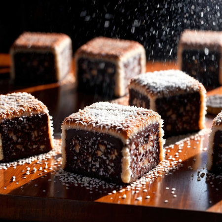 Lamington , traditional popular sweet dessert cakeの素材