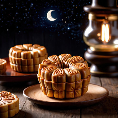 Mooncake , traditional popular sweet dessert cakeの素材