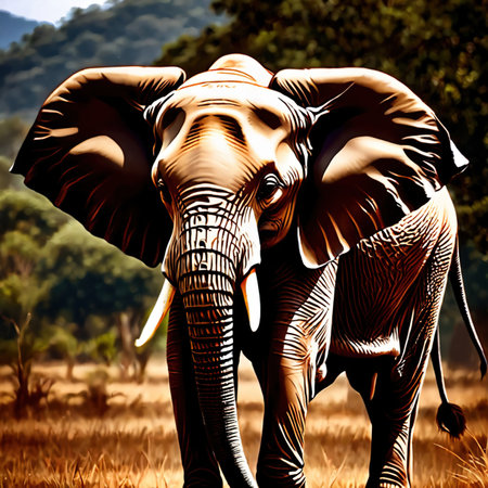 Elephant wild animal living in nature, part of ecosystemの素材