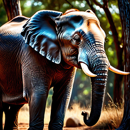 Elephant wild animal living in nature, part of ecosystemの素材