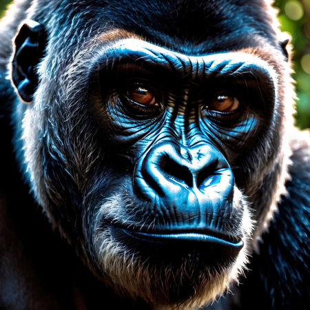 Gorilla wild animal living in nature, part of ecosystemの素材