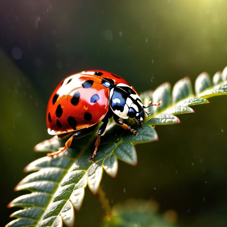 Ladybug wild animal living in nature, part of ecosystemの素材