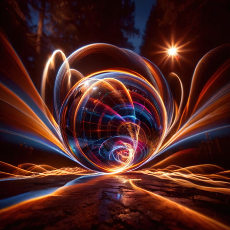 International movement, transport and connectivitiy represented by light streaks circling the globeの素材