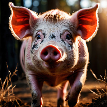 Pig wild animal living in nature, part of ecosystemの素材