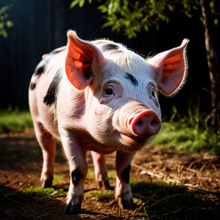 Pig wild animal living in nature, part of ecosystemの素材