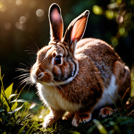 Rabbit wild animal living in nature, part of ecosystemの素材