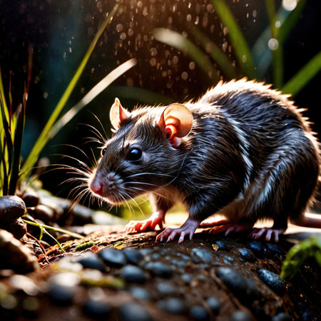 Rat wild animal living in nature, part of ecosystemの素材