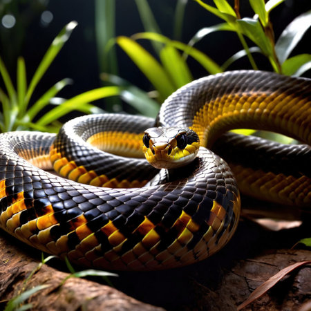 Snake wild animal living in nature, part of ecosystemの素材