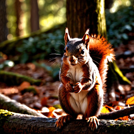 Squirrel wild animal living in nature, part of ecosystemの素材