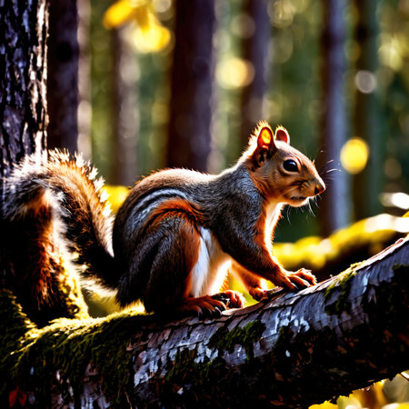 Squirrel wild animal living in nature, part of ecosystemの素材