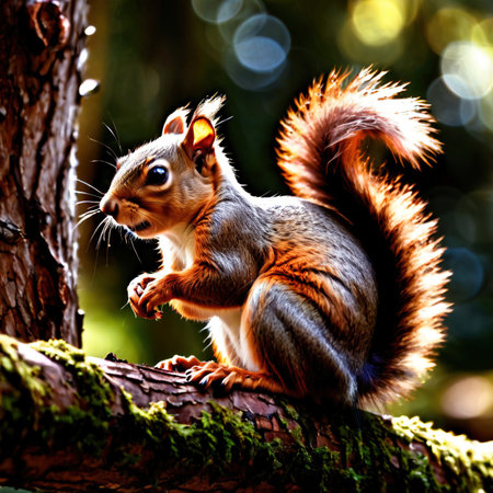 Squirrel wild animal living in nature, part of ecosystemの素材