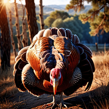 Turkey farm animal living in domestication, part of agricultural industryの素材