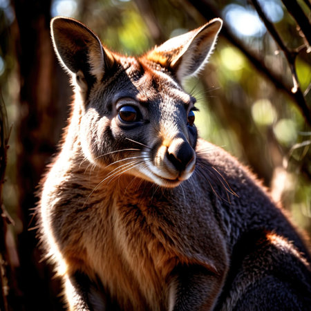 Wallaby wild animal living in nature, part of ecosystemの素材