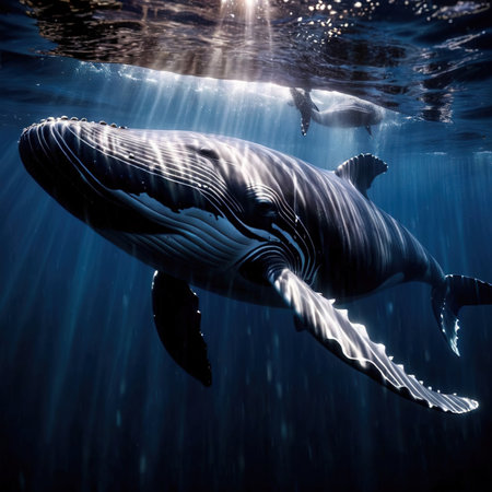 Whale wild animal living in nature, part of ecosystemの素材