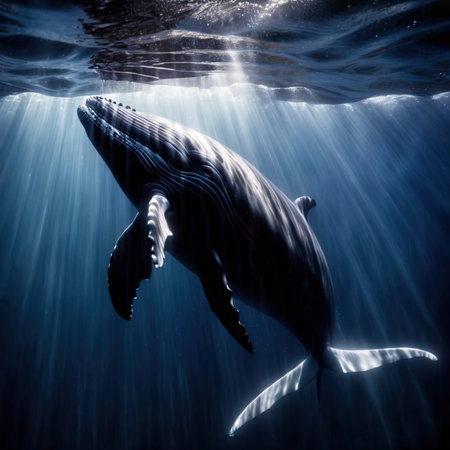 Whale wild animal living in nature, part of ecosystemの素材