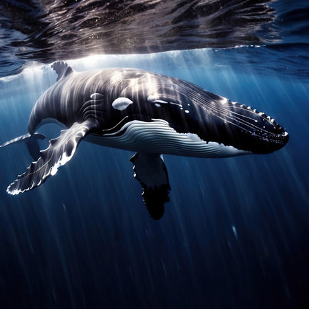 Whale wild animal living in nature, part of ecosystemの素材