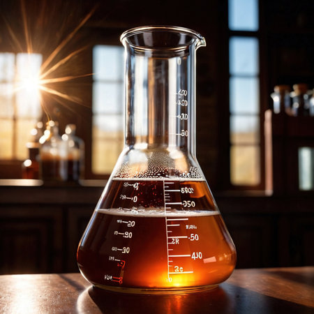 Glass beaker of liquid, science apparatus equipment to measure liquidsの素材