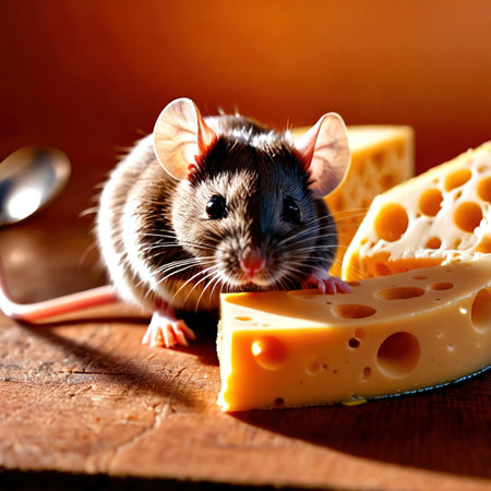Cute mouse holding precious cheese, their valuable treasureの素材