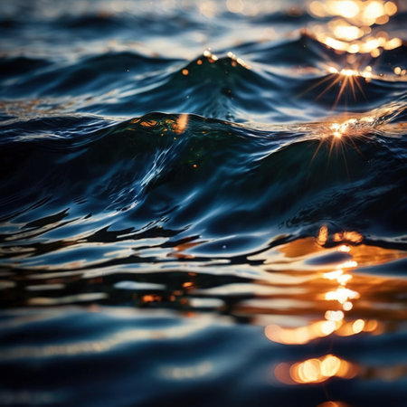 Water surface ripple, liquid wave effect on fresh outdoor waterの素材