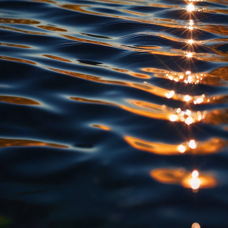 Water surface ripple, liquid wave effect on fresh outdoor waterの素材