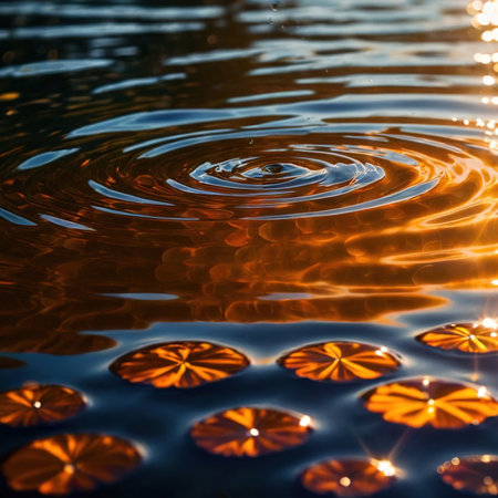 Water surface ripple, liquid wave effect on fresh outdoor waterの素材