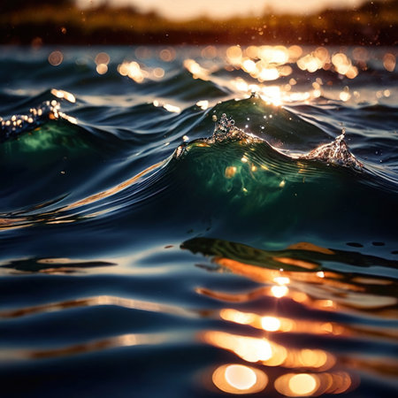 Water surface ripple, liquid wave effect on fresh outdoor waterの素材