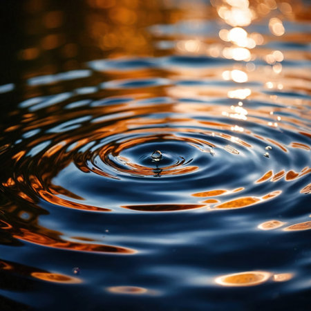 Water surface ripple, liquid wave effect on fresh outdoor waterの素材