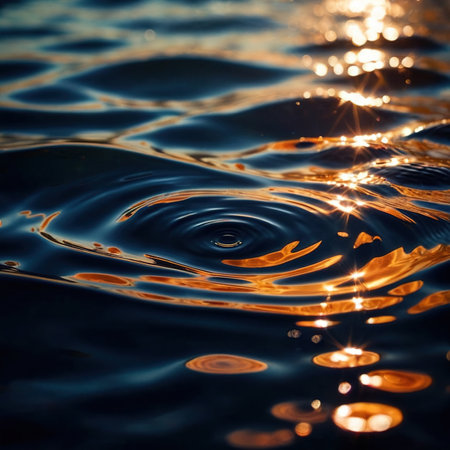 Water surface ripple, liquid wave effect on fresh outdoor waterの素材