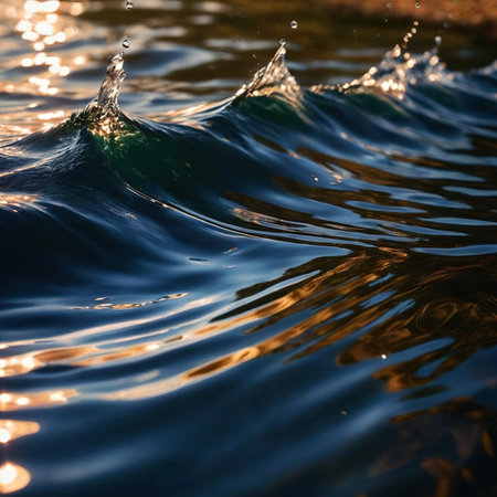 Water surface ripple, liquid wave effect on fresh outdoor waterの素材