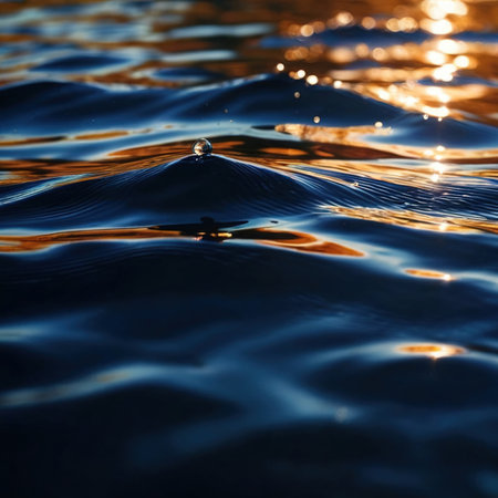 Water surface ripple, liquid wave effect on fresh outdoor waterの素材