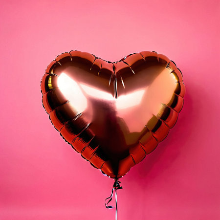 Heart shaped balloons, made of rose gold foil, showing luxury elegant romance and loveの素材