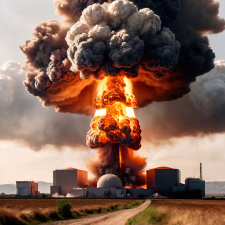 Deadly nuclear explosion from atomic bomb with mushroom cloudの素材