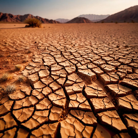 Dried and cracked dry farming land after droughtの素材