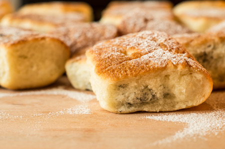 Fresh czech buchteln on the wooden tableの写真素材