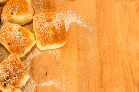 Fresh czech buchteln on the wooden tableの写真素材