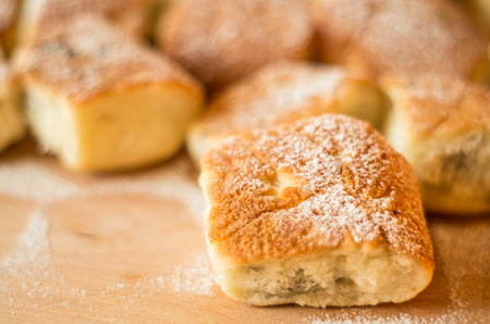 Fresh czech buchteln on the wooden tableの写真素材
