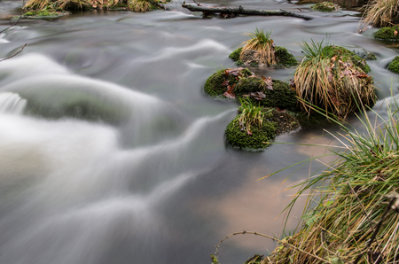 Small rapids on river Jizera in Jizera mountainsの写真素材