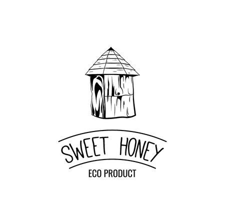 Bee s house. Sweet honey label, badge, logo. Vintage vector illustrationのイラスト素材